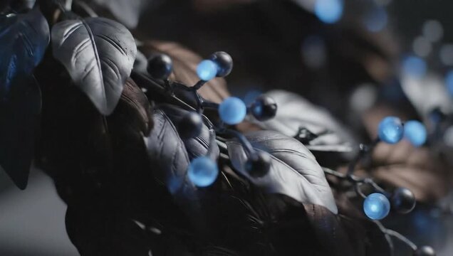 Silver Leaves and Blue Berries Nature's Beauty Shines