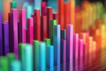 Colorful bar chart is increasing and representing positive business growth and financial success
