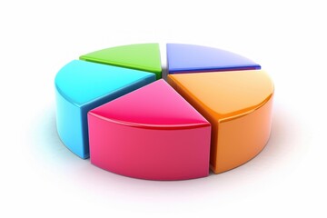 Fototapeta premium Shiny colorful 3d pie chart representing market share, business data and statistics with vibrant colors