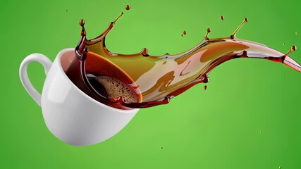 Coffee Splash: A Moment of Liquid Art in Motion.relevant green screen