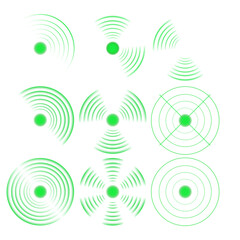 Vector green radar screen showing circular scanning waves and targets. Digital sonar interface for navigation, surveillance, or technology-inspired backgrounds.
