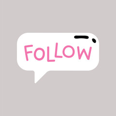 Follow word speech bubble collage element vector
