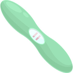 Mint Green Pregnancy Test Stick with Pink Lines on Oval Window Display with Transparent Background Simple Medical Icon Design