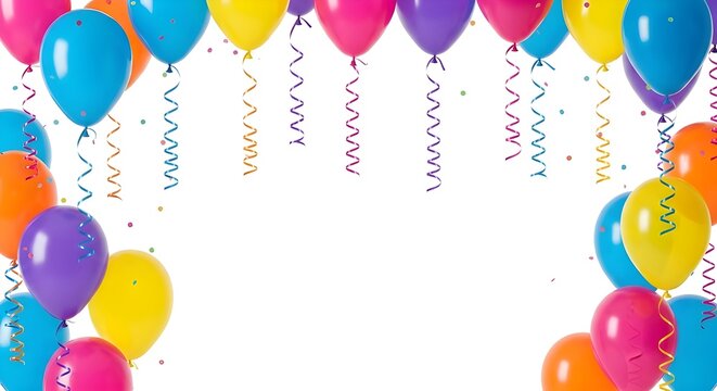 Celebrate with vibrant balloons and confetti creating a festive atmosphere for birthdays and special events