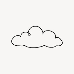 Cloud doodle collage element vector
