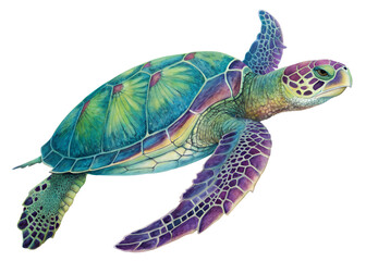 Fototapeta premium Vibrant Sea Turtle with Colorful Shell