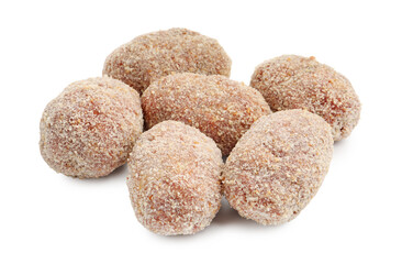 Fresh raw meat patties isolated on white