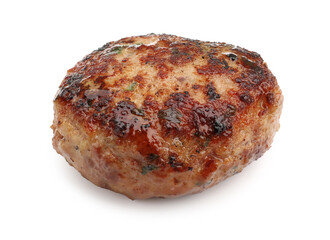 One roasted meat patty isolated on white