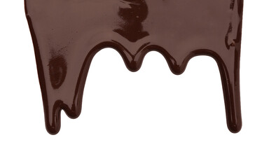 Flowing tasty melted chocolate on white background