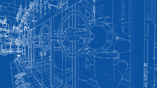Industrial Blueprint Design. Vector