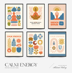 A modern set of vector posters inspired by meditation and calm energy. Abstract yoga poses, soft organic shapes, and serene design — perfect for wall art and mindful interiors.