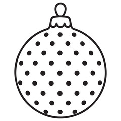 Simple Black White Polka Dot Christmas Ornament Line Art Vector