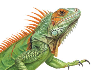 Obraz premium Vibrant Green Iguana with Orange Spines Wildlife Portrait