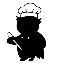 chef owl cooking character restaurant cook chef poster clipart funny icon black silhouette.eps