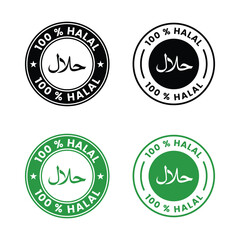Halal food certified icon. Halal food labels. Halal sign, Vector illustration. Halal food certified sign, logo, badge, icon, sticker, label, emblem, stamp, symbol, black, line, flat vector