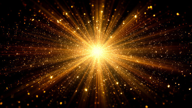 金色のの光が放射する輝き背景