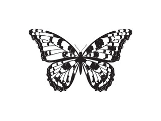 Butterfly Silhouette Vector  Elegant Black and White Insect Design for Tattoo, Logo, and Nature Art