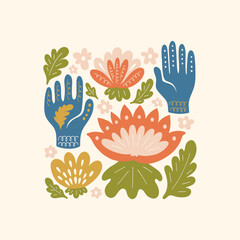 Fototapeta premium Minimal vector illustration inspired by meditation and calm energy. Features yoga poses, abstract shapes, and natural harmony — perfect for mindful design and modern wall art.