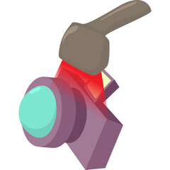 Modern Digital Point And Shoot Camera With Red Laser Beam And Light Beam Projection With Purple And Grey Colors Isolated On White Background