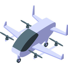 Isometric Light Purple Drone Aircraft With Four Propellers And Dark Tinted Window Flying In The Air With Transparent Background