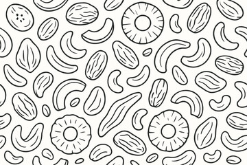 Hand-drawn tropical fruit slice pattern design for a whimsical and natural aesthetic