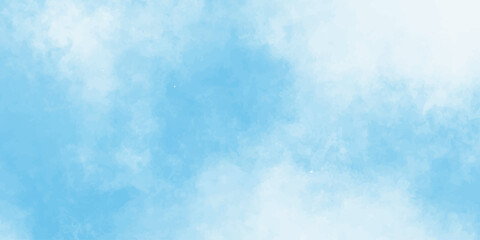Grunge smooth light sky blue calming image of white clouds in a lavender sky evokes a sense of peace and tranquility, artistic watercolor painting style clouds background.	