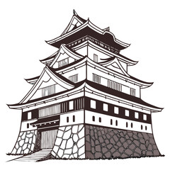 Matsue Castle Vector Illustration Traditional Fortress. Perfect for educational materials, history books, heritage merchandise