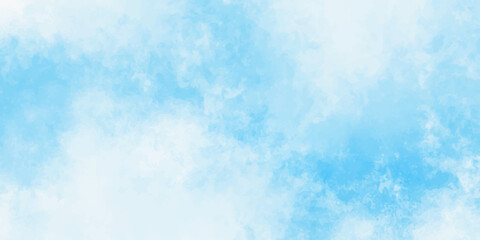 Grunge smooth light sky blue calming image of white clouds in a lavender sky evokes a sense of peace and tranquility, artistic watercolor painting style clouds background.	