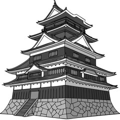 Matsumoto Castle Vector Illustration. Perfect for educational materials, tourism promotion, historical culture projects