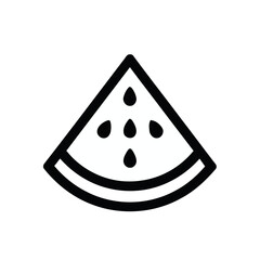 Simple Outline of Watermelon Slice with Seeds on White Background