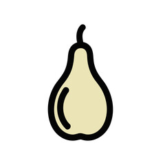 Pear fruit graphic icon with smooth fill and dark outline on a white backdrop