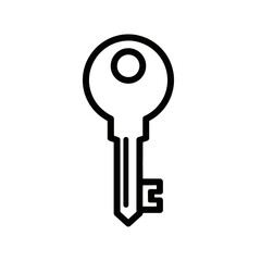 Simple Line Icon of a Key Isolated on a White Background