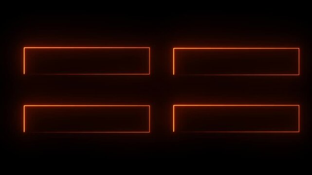 abstrack square rectangle picture frame icon neon animation.Border abstrack square rectangle frame shape rotation display screen neon box round seamless photo frame movement on black background 