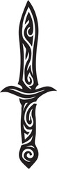 Tribal tattoo design of a dagger with tribal pattern symbolizing courage.