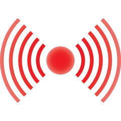 Red Signal Icon With Concentric Waves Radiating Outward On A Transparent Background Simple Graphic...