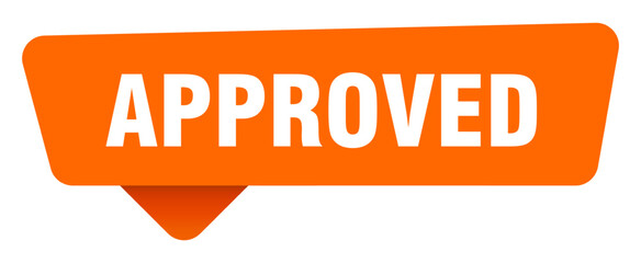 approved sticker. approved orange sign isolated on transpatent background