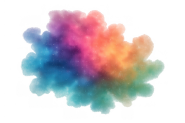 Colorful cosmic cloud with nebula gas and stardust, vibrant gradient smoke texture, transparent background