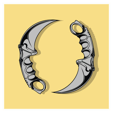 Karambit knife cartoon vector icon illustration isolated flat