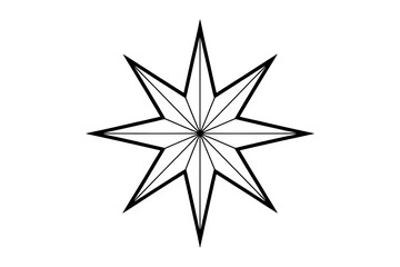 Fototapeta premium Geometric star shape, symmetrical design, radiating lines, simple black and white illustration, stylized emblem.