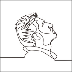 vector illustration a man looks at the sky