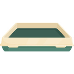 Rectangular Pet Litter Box With Cream Rim And Green Base Indoor Pet Accessory For Cats And Dogs Clean Space For Pet Hygiene