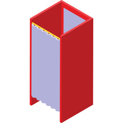 Red and Blue Fitting Room Booth with Yellow Accents for Clothing Store Dressing Room Privacy and Comfort