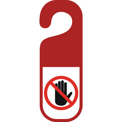 Red Door Hanger Sign with Stop Hand Symbol and White Background Isolated Graphic