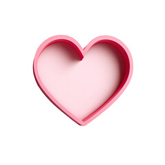 A light pink, three-dimensional heart shape with a slightly darker pink outline and subtle inner shadow, creating depth