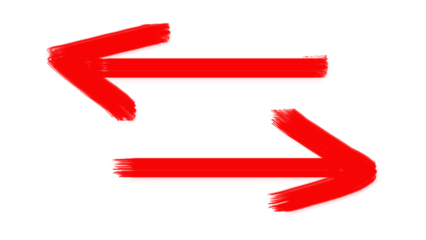 Red arrow symbol isolated on transparent background