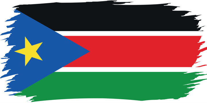 Flag of South Sudan. Sudanese national symbol in official colors. Template icon. Abstract vector background.