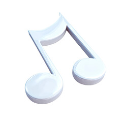 A 3D rendered, pearly-white eighth note, subtly shadowed, isolated on a black background