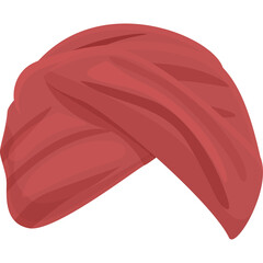 Red Turban Headwear Traditional Indian Sikh Cultural Symbol Accessory Isolated On White Background