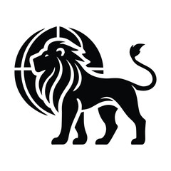 Powerful Lion Silhouette Global Vector