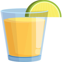 Refreshing Orange Juice Drink With Lime Slice In Clear Glass With Transparent Background Detailed Vector Illustration
